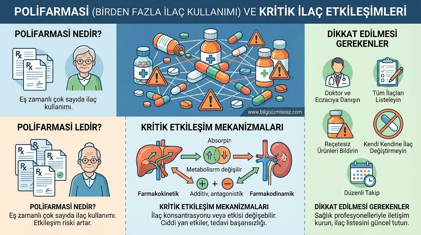 Aynı Anda Birden Fazla İla&ccedil; Kullanımında (Polifarmasi) Ortaya &Ccedil;ıkan Kritik İla&ccedil; Etkileşimleri ve Dikkat Edilmesi Gerekenler