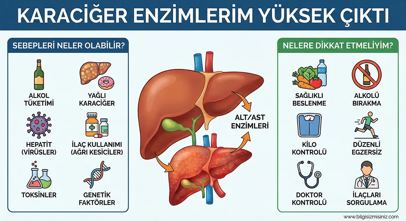 karaciğer enzimlerim y&uuml;ksek &ccedil;ıktı, neden y&uuml;ksek &ccedil;ıkart, belirtileri neler