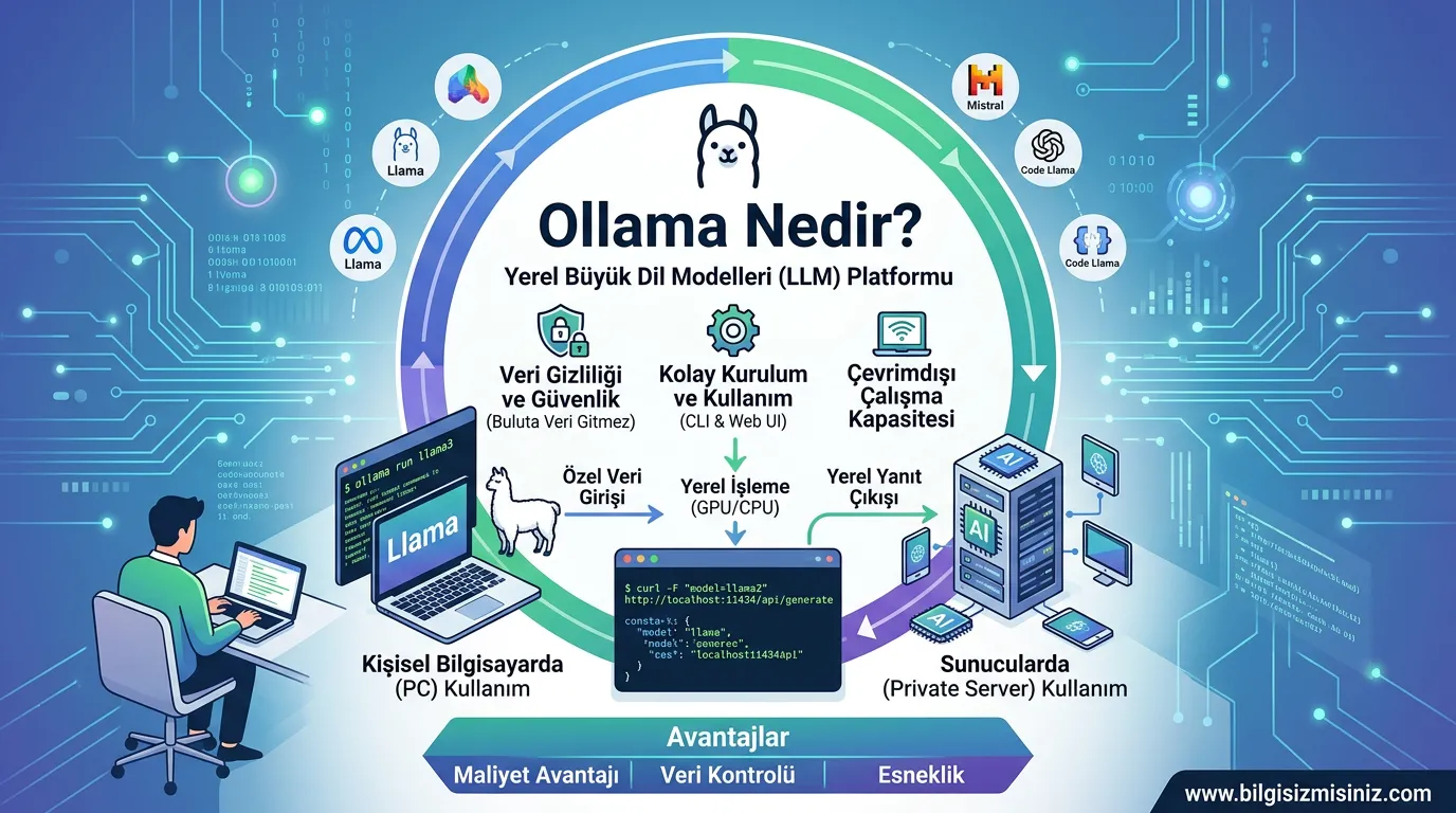 Ollama nedir, nasıl kullanılır, ollama llm bilgisayarda kullanma, a&ccedil;ık kaynak yapay zeka