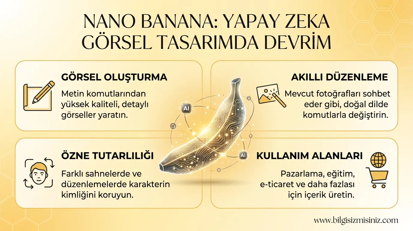 Nano banana nedir, nasıl kullanılır özellikleri neler? Yapay zeka görsel üretimi görsel tasarım akıllı düzenleme görsel oluşturma kullanım alanları